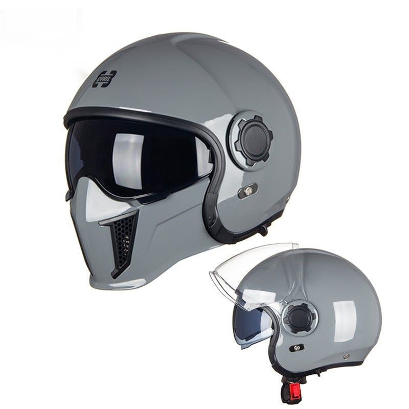 Black Warrior Motorcycle Retro Helmet