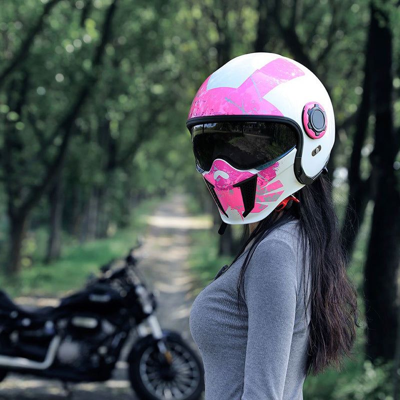 Black Warrior Motorcycle Retro Helmet