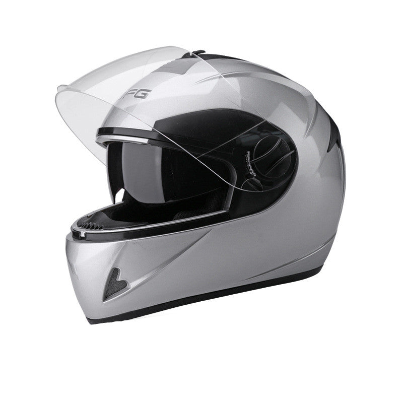 Battery Car Helmet Gray Male Anti-Fog Four Seasons Full Face Helmet