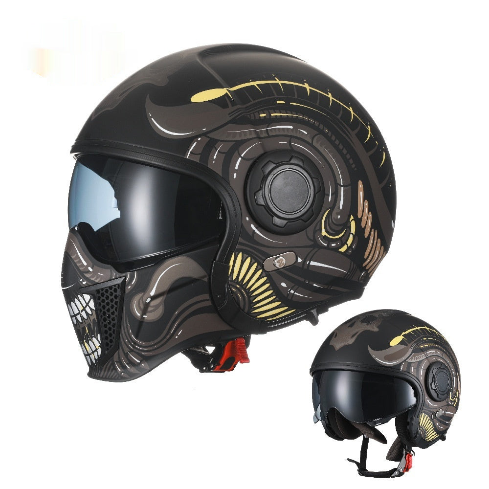 Black Warrior Motorcycle Retro Helmet