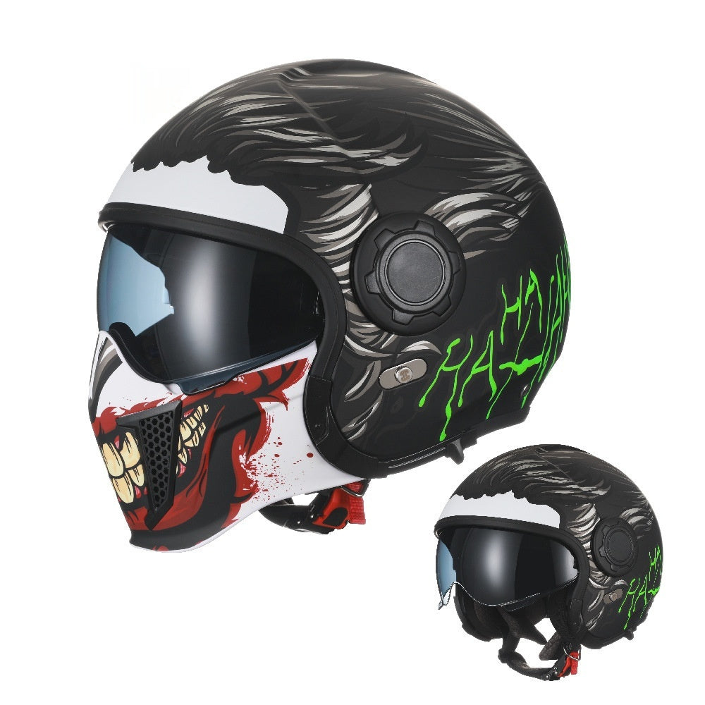 Black Warrior Motorcycle Retro Helmet
