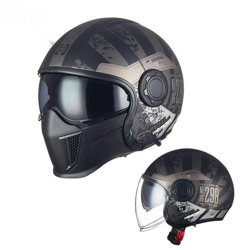 Black Warrior Motorcycle Retro Helmet