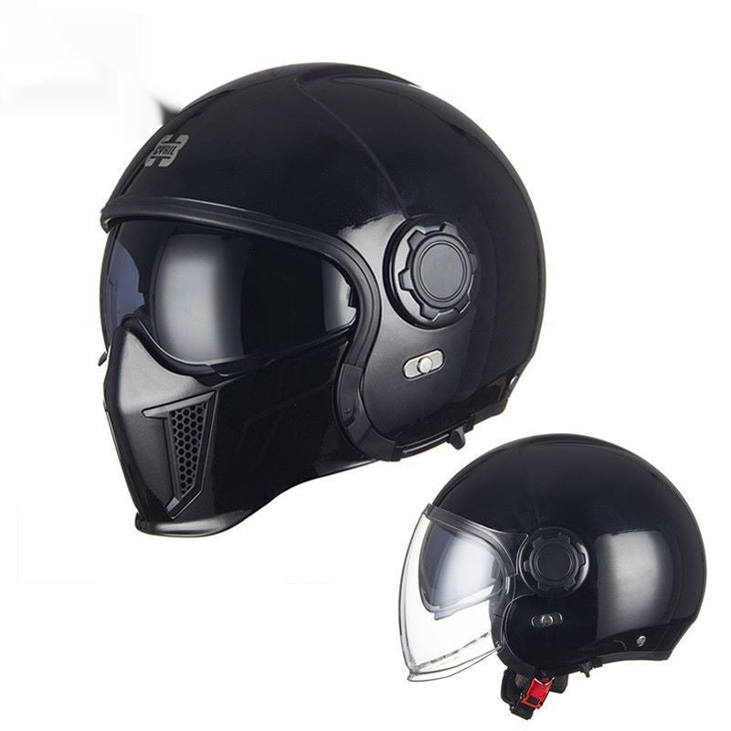 Black Warrior Motorcycle Retro Helmet