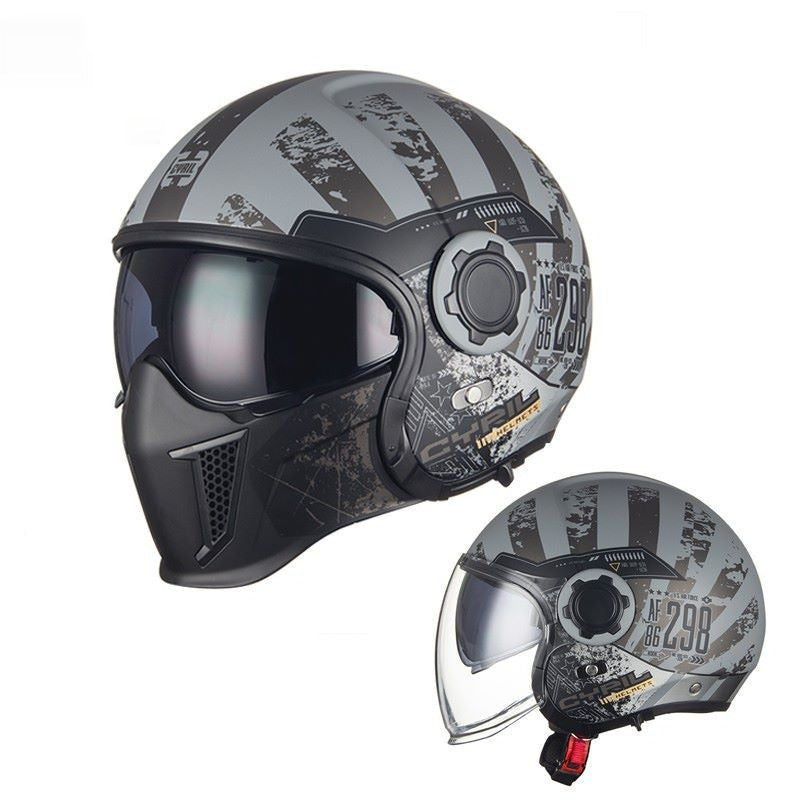 Black Warrior Motorcycle Retro Helmet