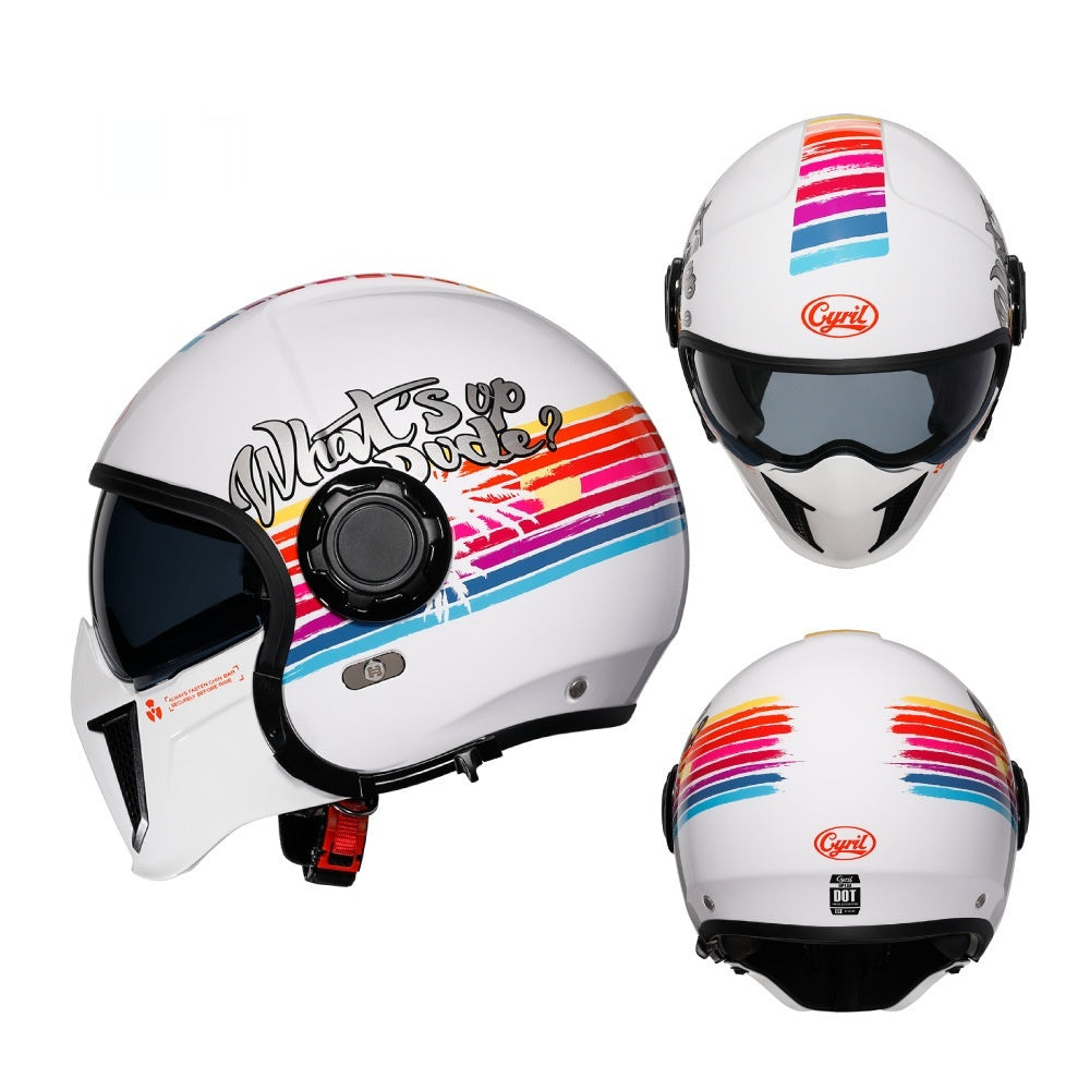 Black Warrior Motorcycle Retro Helmet